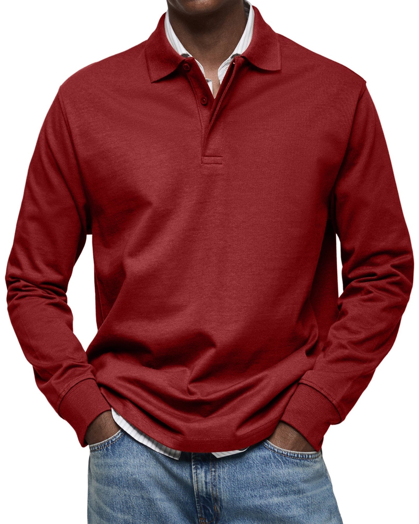 Classic Long Sleeve Polo Shirt Refined For Men | Tristan