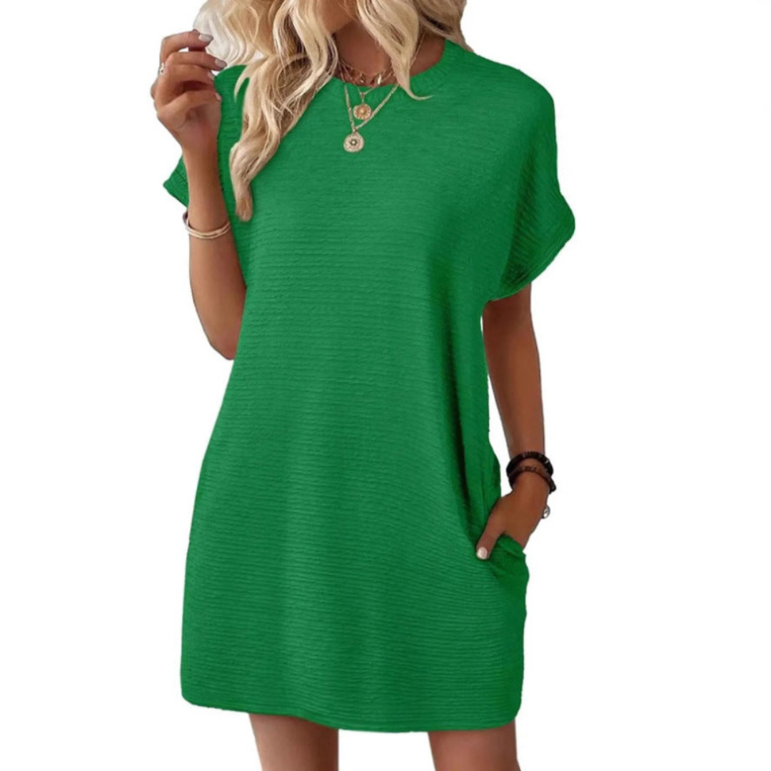Casual Minimalist Round Neck Dress Chic For Women | Lurelle