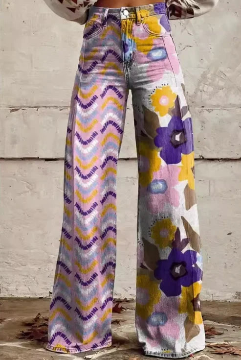 Vibrant retro wide-leg everyday trousers for women | Cirilla -15