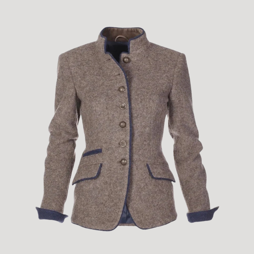 Classic structured tweed blazer for women -4