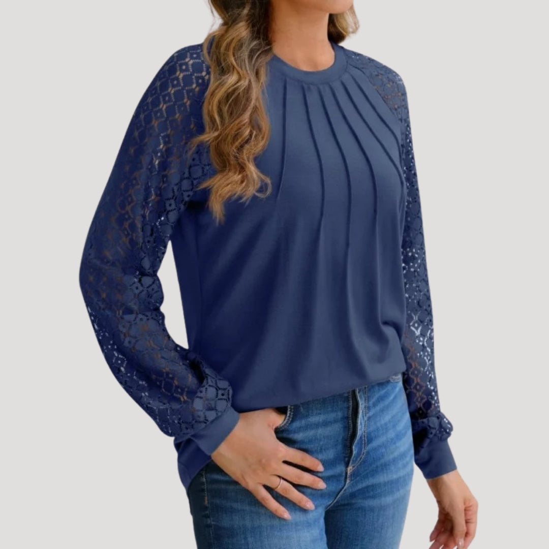 Classic ruffled long-sleeve blouse for women -10