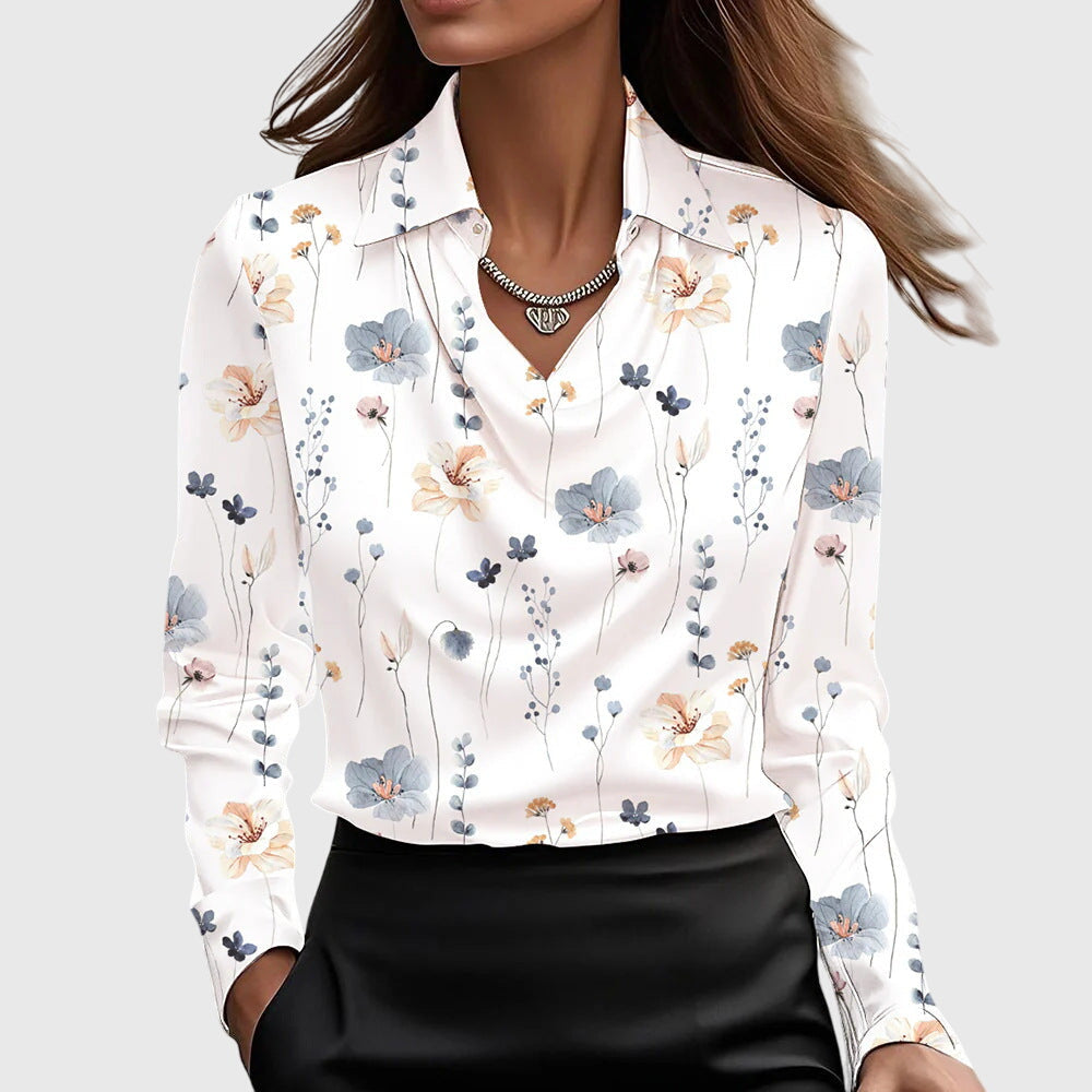 Draped Neck Elegant Blouse Chic For Women | Vivienne