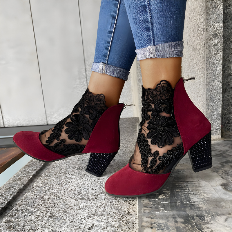 Classic block heel ankle boots for women | Margarith -9