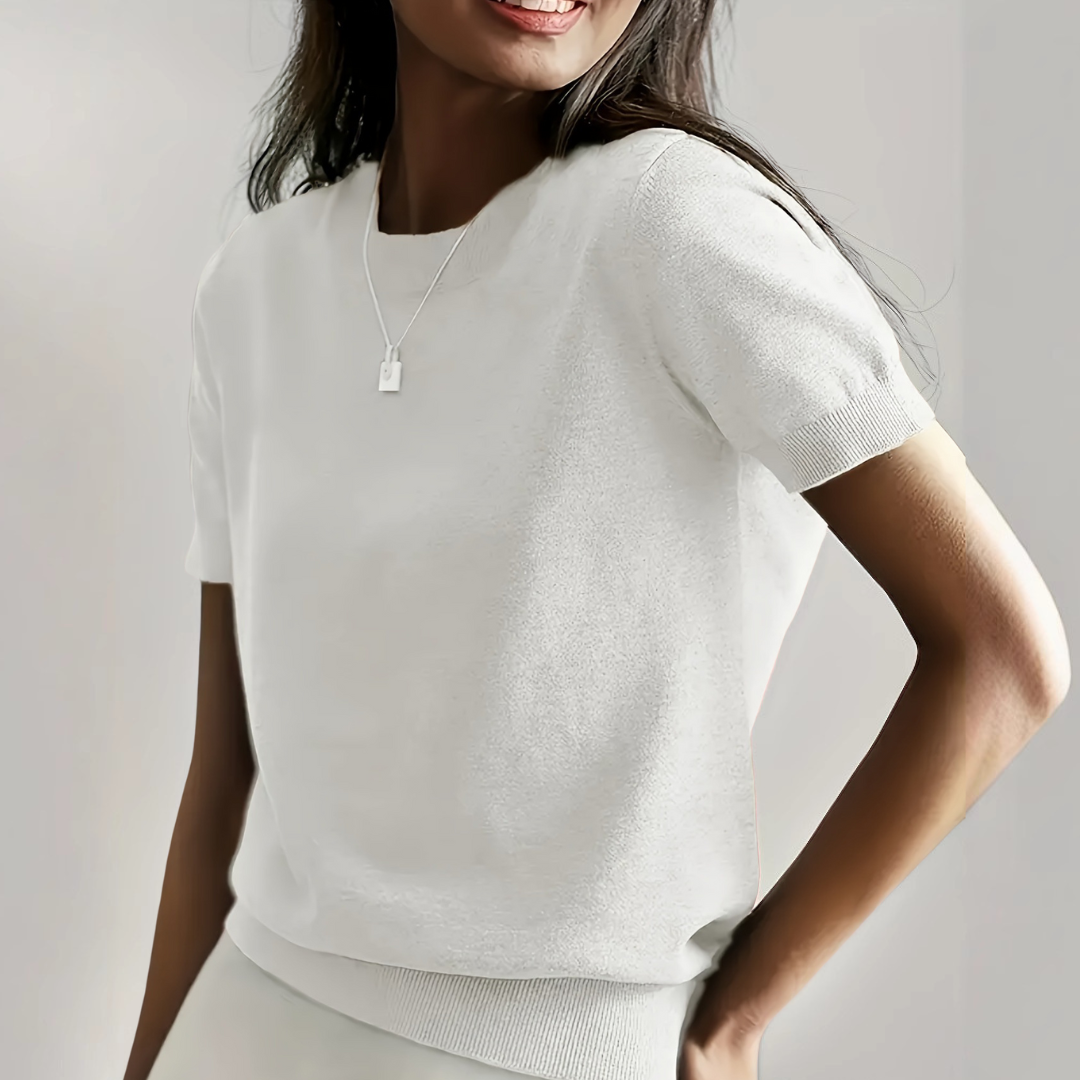 Casual Short Sleeve Crew Neck Top Stylish For Women | Alverine
