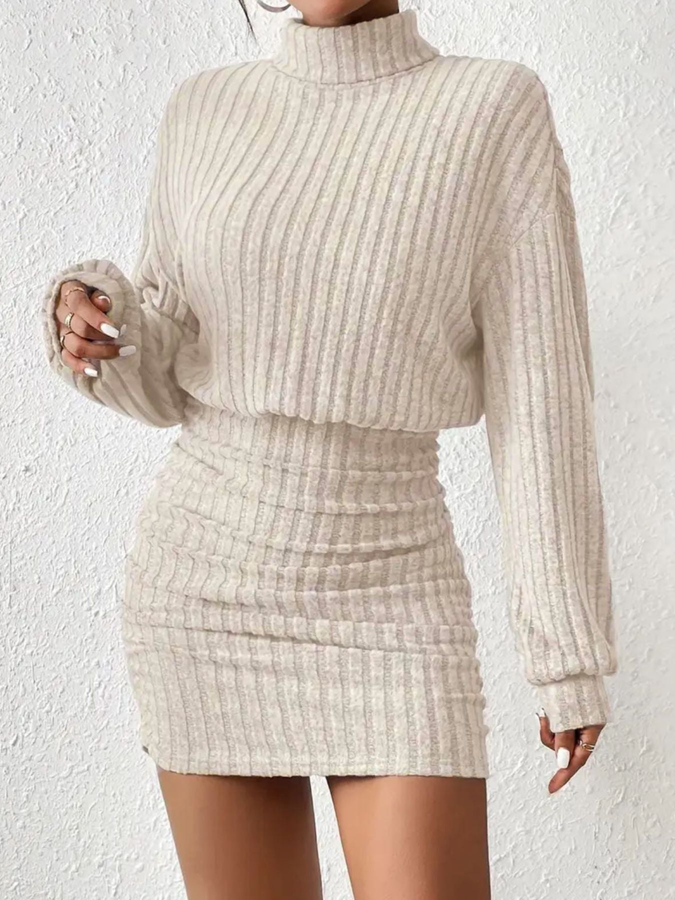 Minimalist High Neck Bodycon Dress Chic For Women | Elowenne