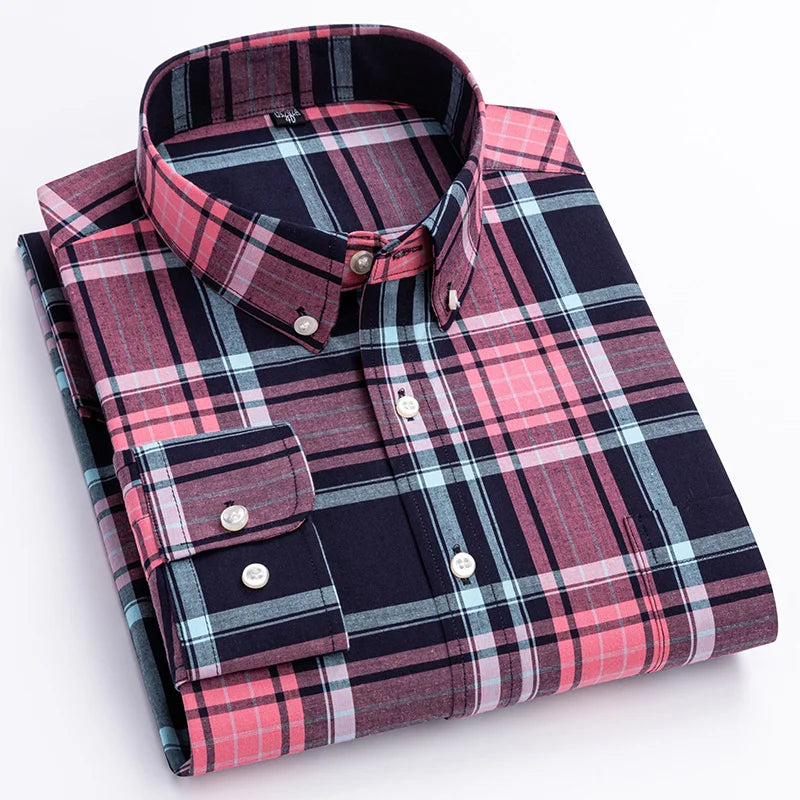Classic Check Button Down Shirt Refined For Men | Cedric