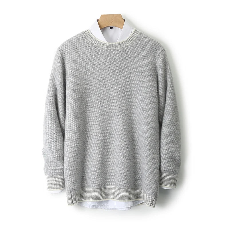Textured Crew Neck Sweater Cozy for Men | Jheo