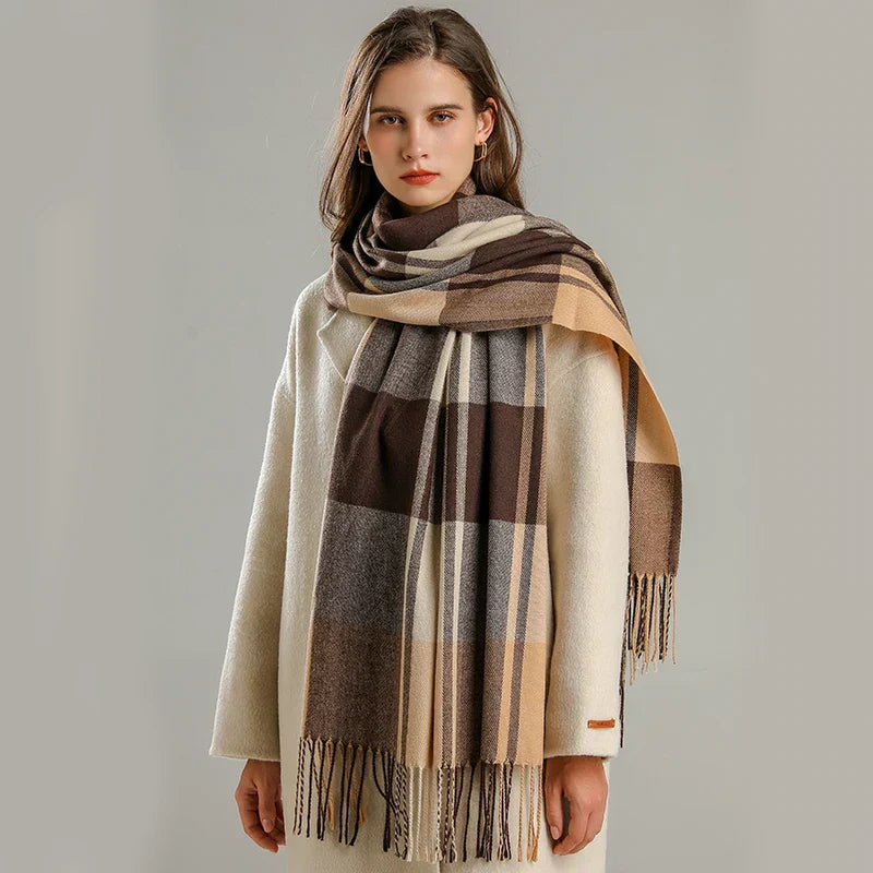 Classic Plaid Fringe Scarf Elegant For Women | Elowenra