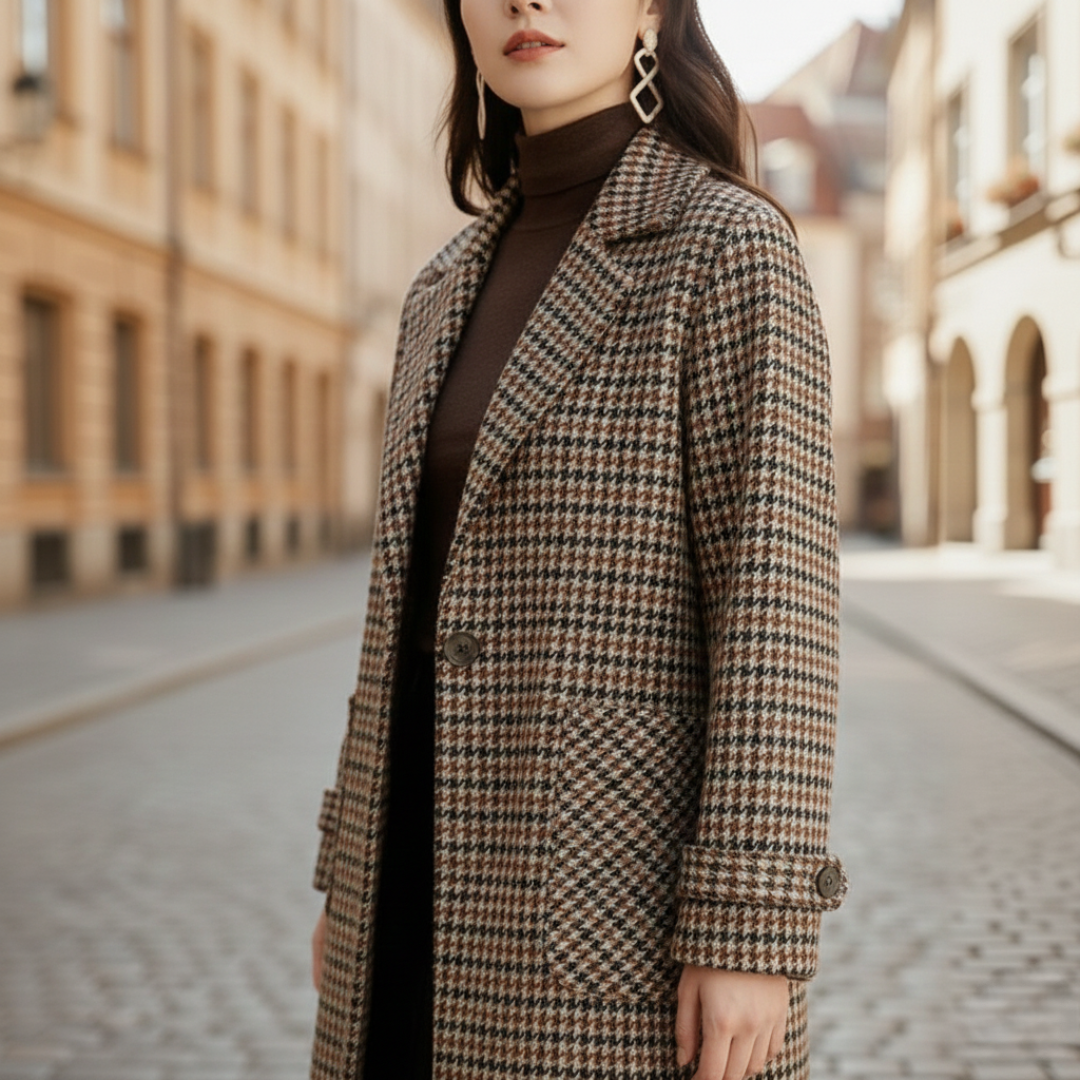 Classic plaid tailored blazer for women | The Rowan -5