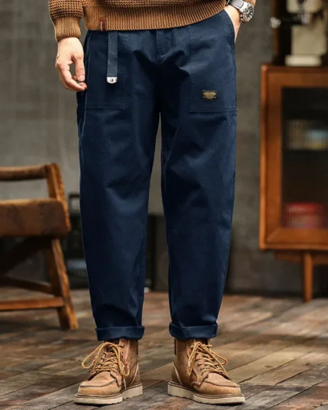 Vintage Straight-Leg Cargo Trousers Versatile For Men | Harrison