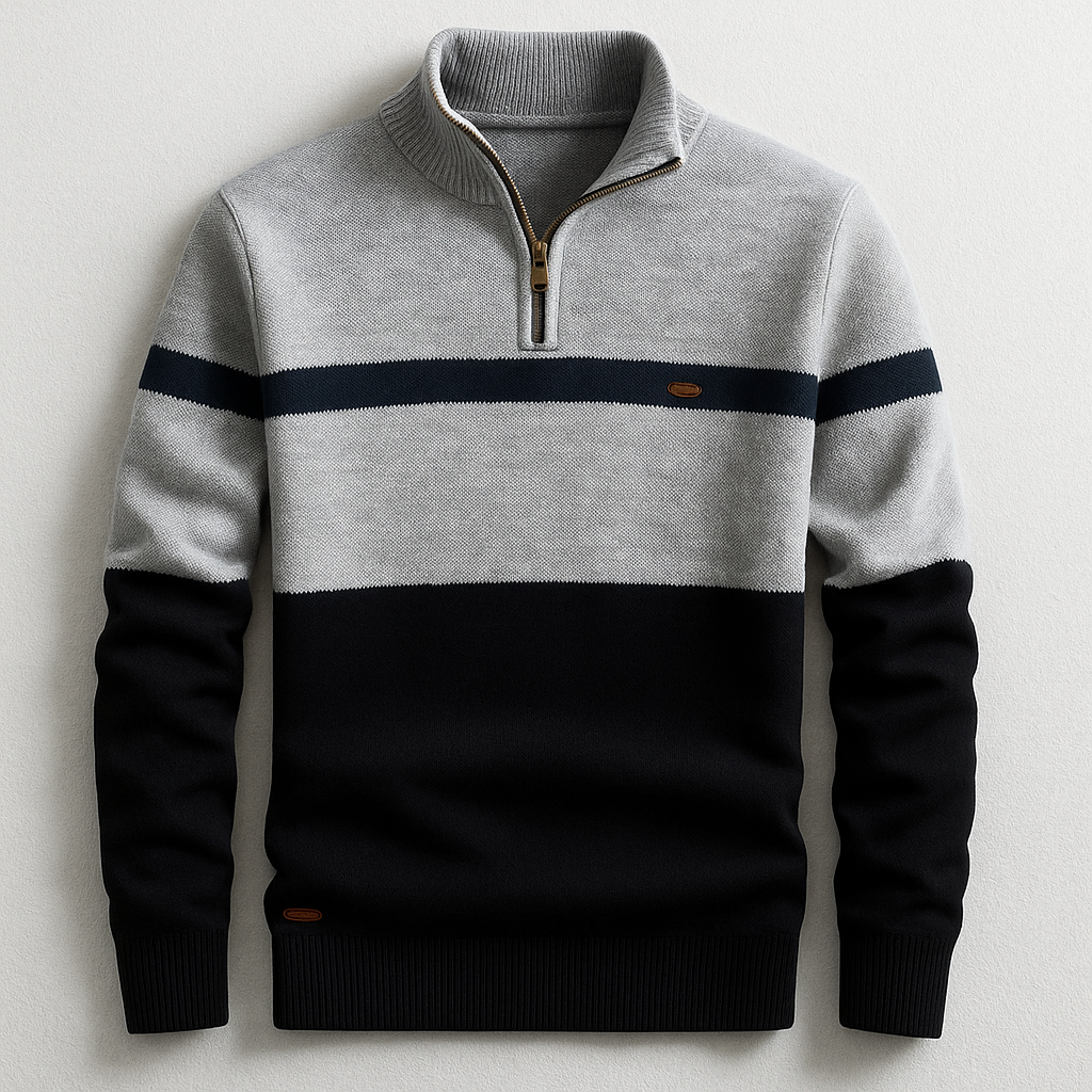 Heritage Stripe Quarter-Zip Sweater Cozy For Men | Alden