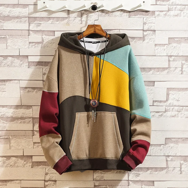 Colour Block Patchwork Hoodie Trendy for Men | Maverick