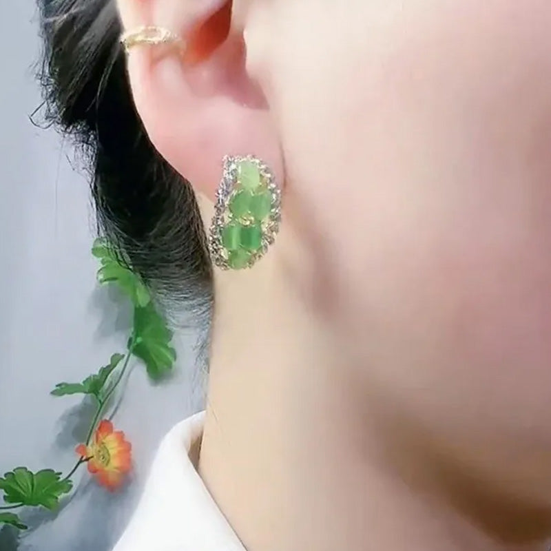 Elegant everyday crystal oval stud earrings for women | Aaliyah -5