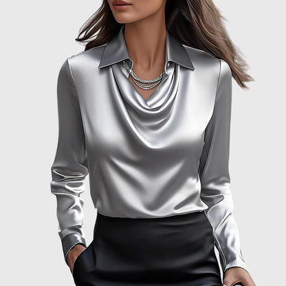 Draped Neck Elegant Blouse Chic For Women | Vivienne