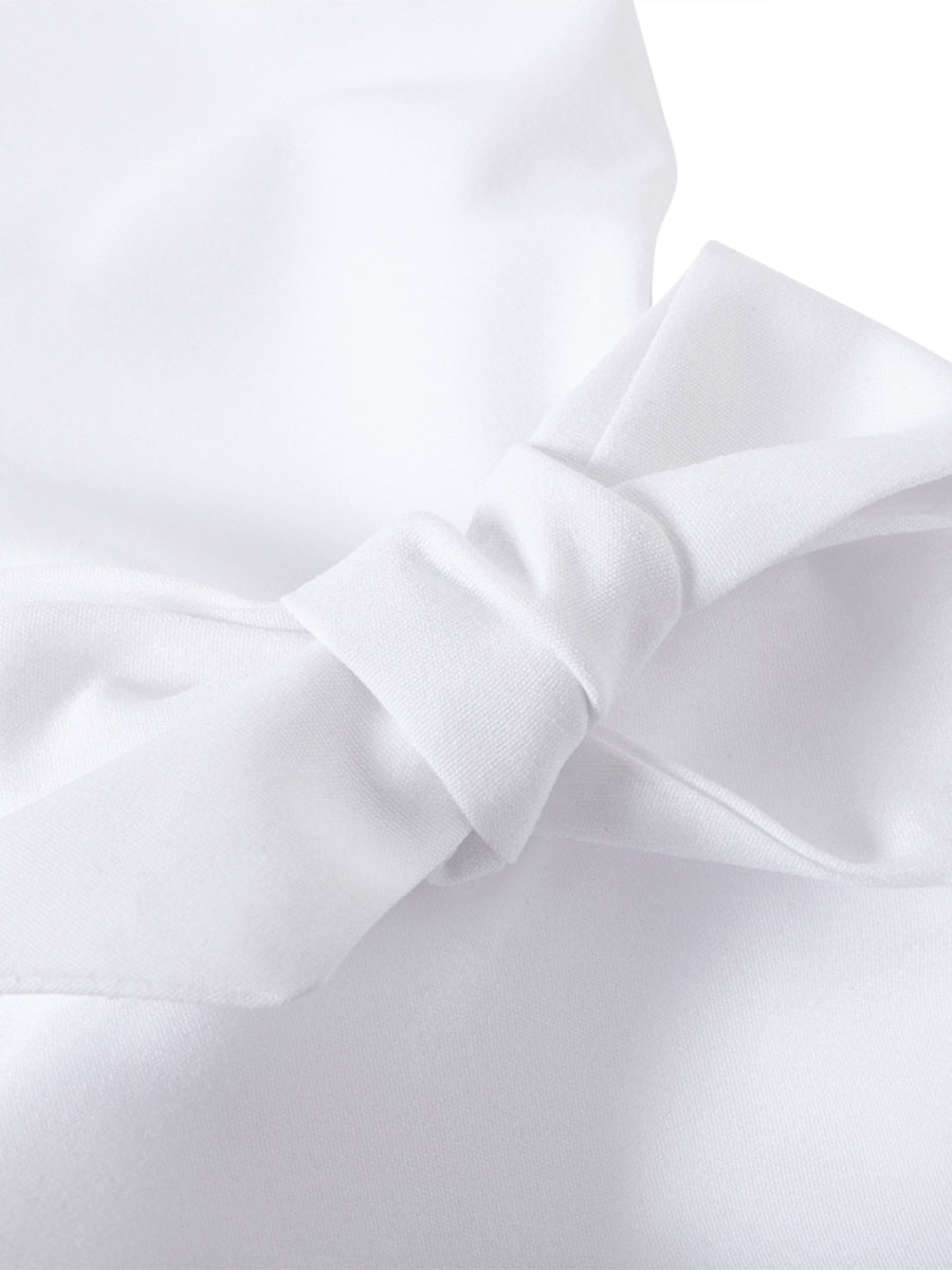 Flared-sleeve bow-embellished falbala lapel blouse for women - 10
