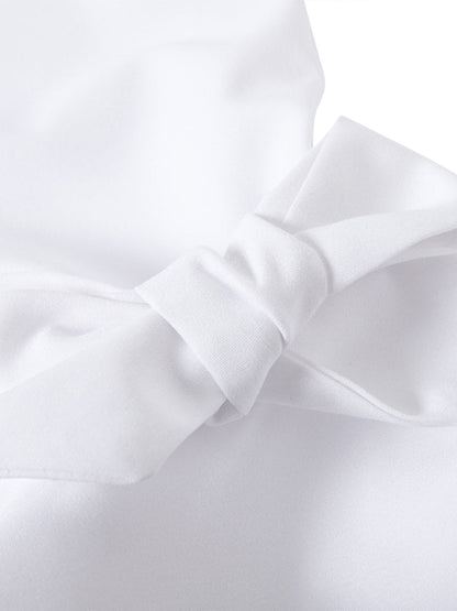 Flared-sleeve bow-embellished falbala lapel blouse for women - 10