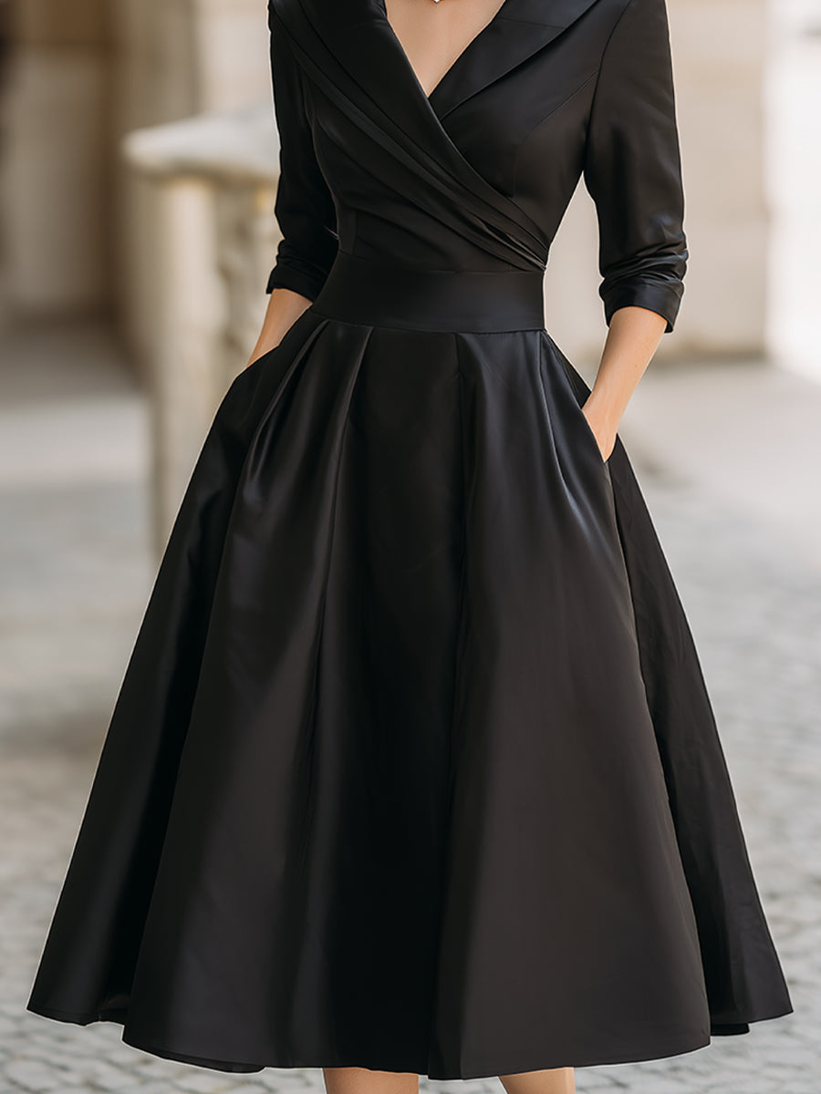 Elegant vintage satin midi dress for women - 3