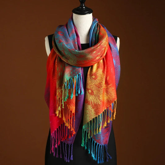 Gradient Fringe Wrap Scarf Elegant for Women | Elowen