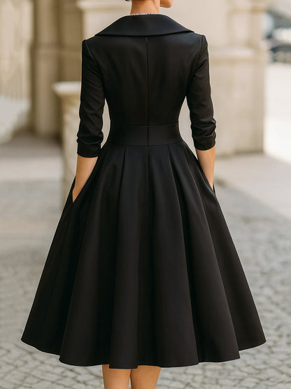 Elegant vintage satin midi dress for women - 4