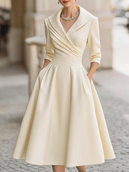 Elegant vintage satin midi dress for women - 13