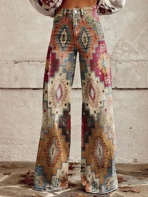 Vibrant retro wide-leg everyday trousers for women | Cirilla -13