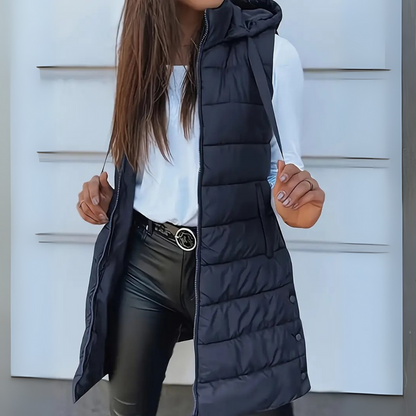 Long Quilted Hooded Gilet Stylish for Women | Arlisse