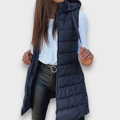 Warm hooded sleeveless puffer gilet for women | Kaira - 8