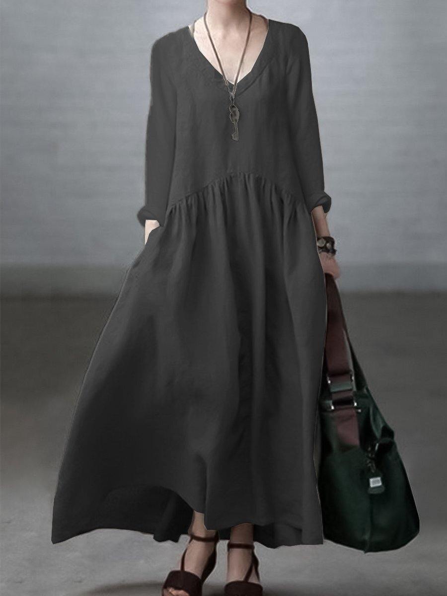 Breathable linen casual shirt dress for women - 6