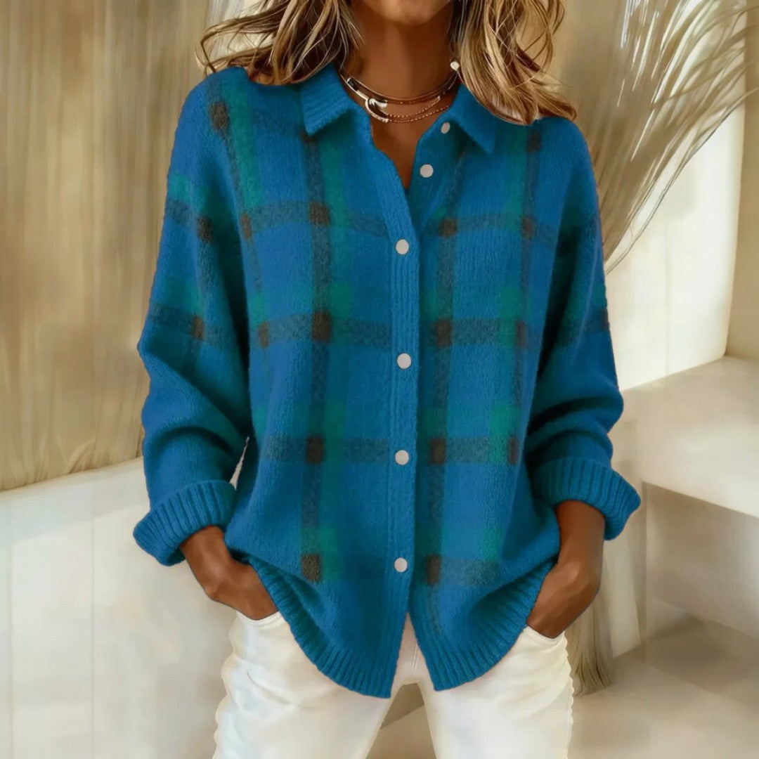 Relaxed Check Button Front Sweater Cozy For Women | Lanie