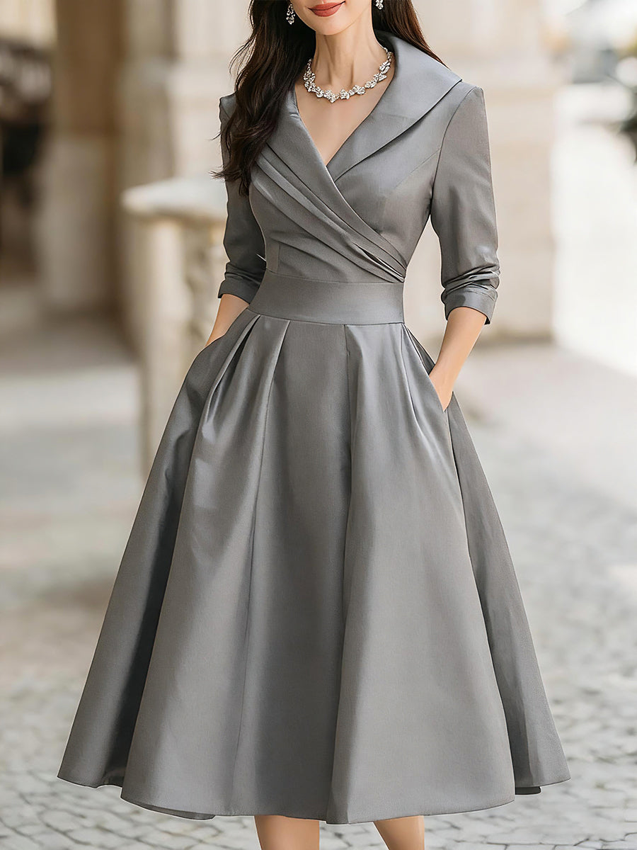Elegant vintage satin midi dress for women - 16