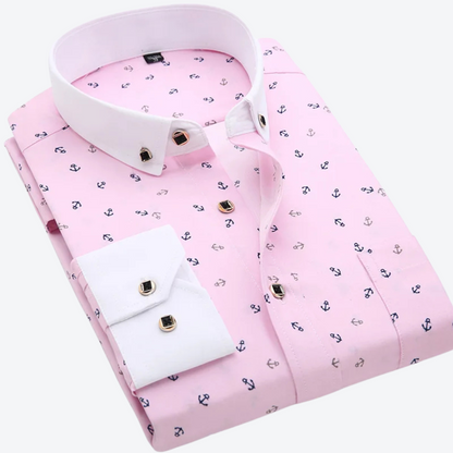 Nautical Print Long Sleeve Shirt Classic For Men | Marcellin