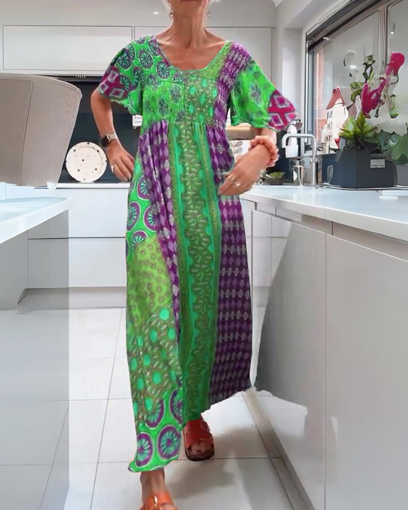 Colourful bohemian everyday casual dress for women | Corinne -5