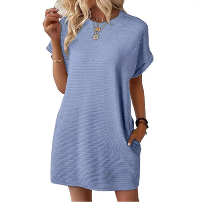Casual Minimalist Round Neck Dress Chic For Women | Lurelle