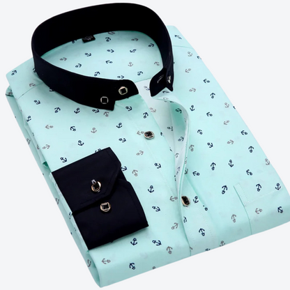 Nautical Print Long Sleeve Shirt Classic For Men | Marcellin