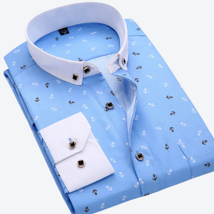 Nautical Print Long Sleeve Shirt Classic For Men | Marcellin