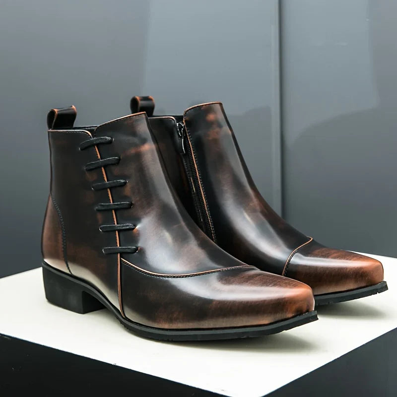 Elegant heeled leather-look dress boots for women | Samuel Thatcher -1