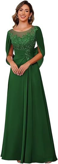 Elegant A-line dress with cape for occasions for women | Margot -10