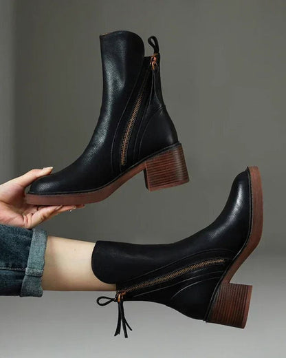 Classic elegant heeled leather ankle boots for women | Valorine -2