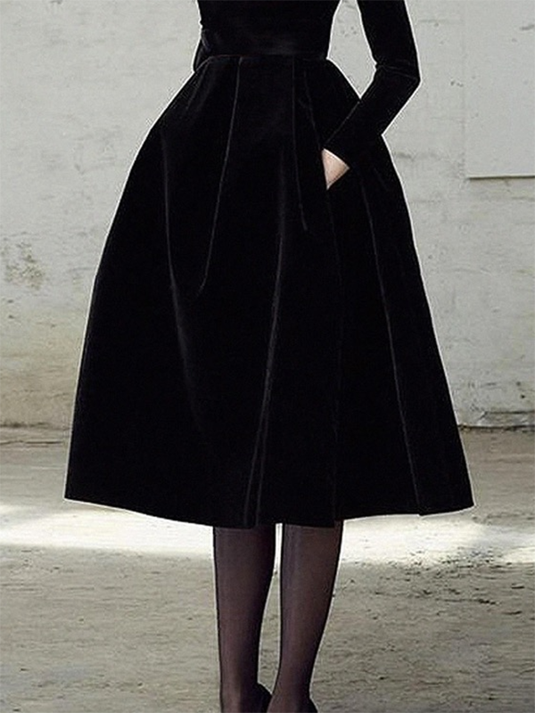 Long-sleeve skinny solid high-neck midi dress for women - 3