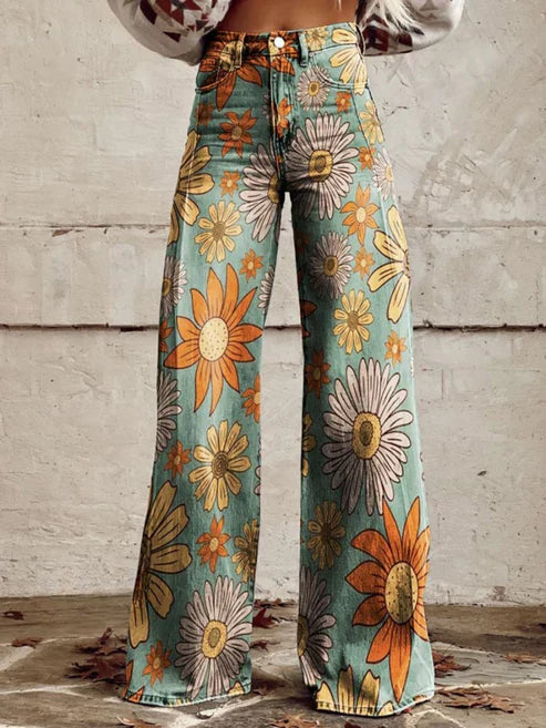 Vibrant retro wide-leg everyday trousers for women | Cirilla -4
