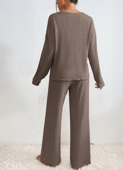 Relaxed Ribbed Two Piece Lounge Set Stylish For Women | Mireva