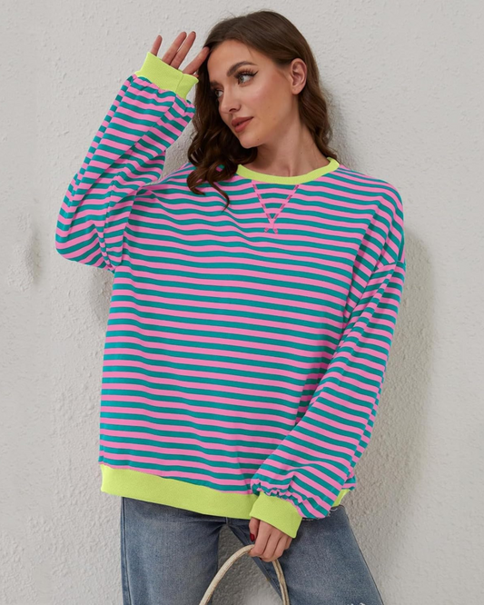 Striped Oversized Sweatshirt Trendy For Women | Calista