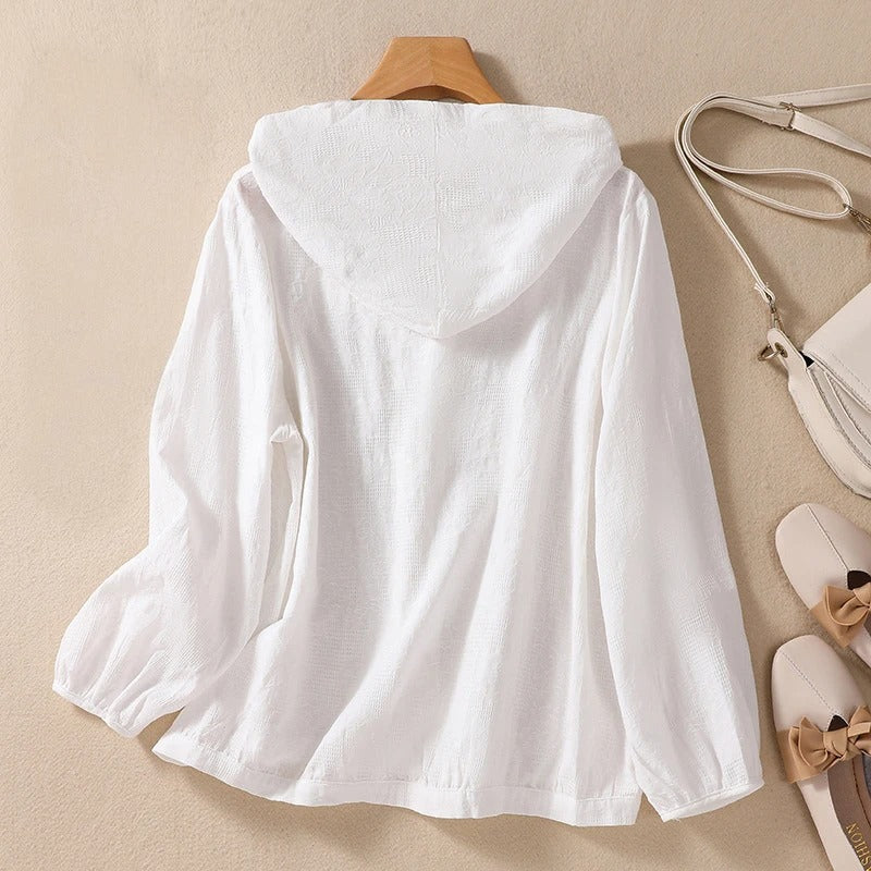 Lightweight Button Front Hooded Top Stylish For Women | Sorella