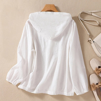 Lightweight Button Front Hooded Top Stylish For Women | Sorella