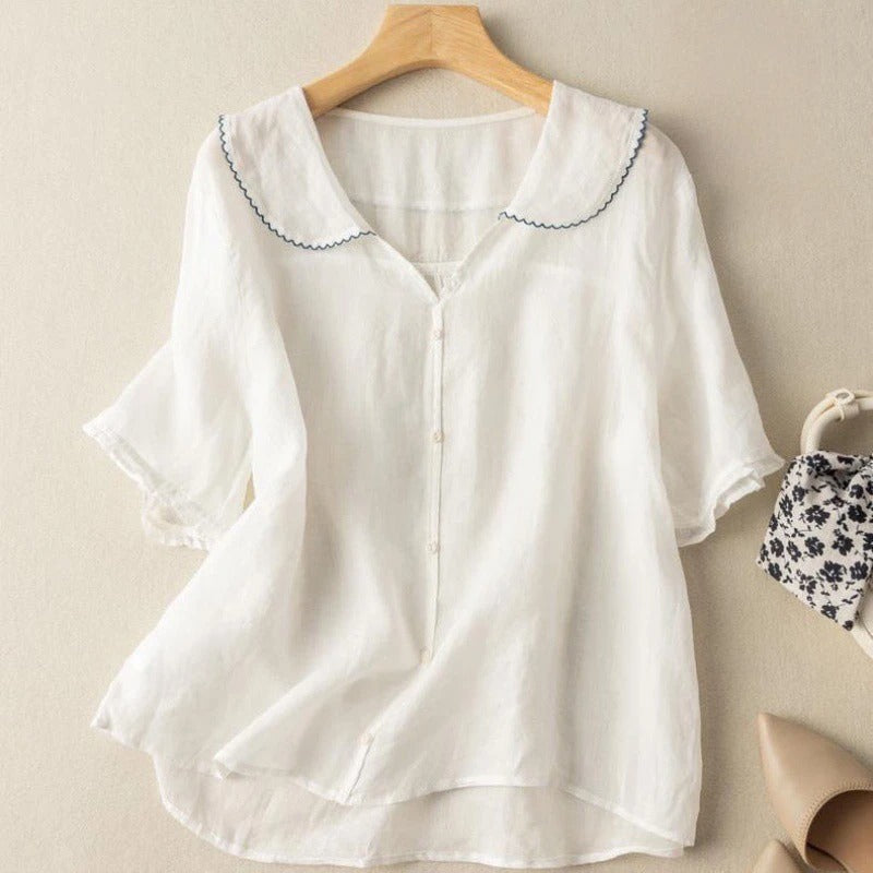 Scalloped Collar Blouse Chic For Women | Mirelle