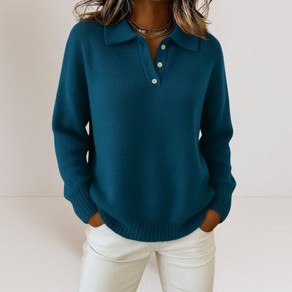 Collared Button Neck Sweater Cozy for Women | Celestine