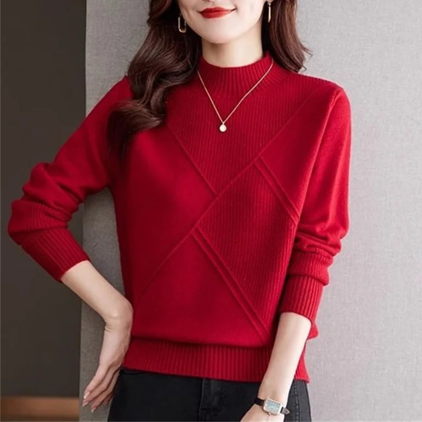 Ribbed Mock Neck Sweater Cozy For Women | Elowenna