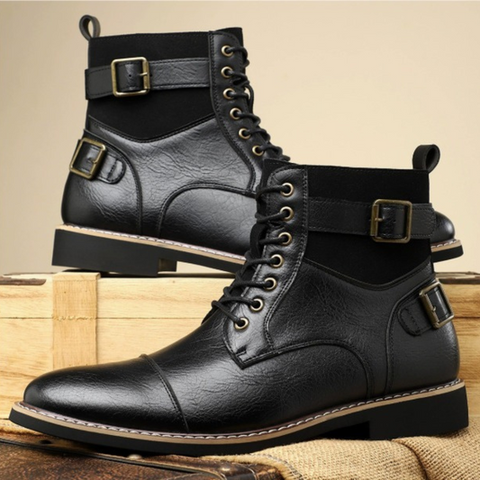 Classic lace-up leather-look boots for men | Xavier -1