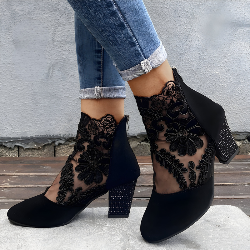Classic block heel ankle boots for women | Margarith -1