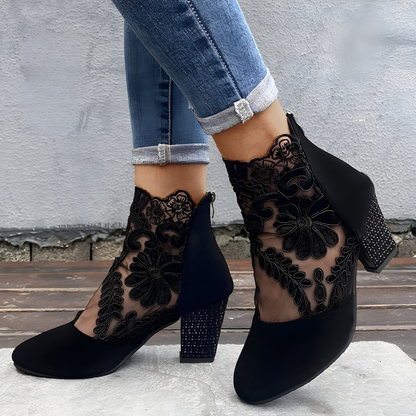 Classic block heel ankle boots for women | Margarith -1